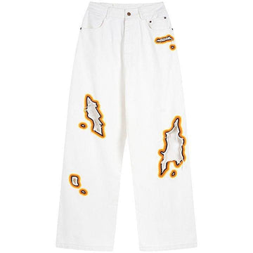 Makersluxe® Baggy Straight Leg Jeans Flame