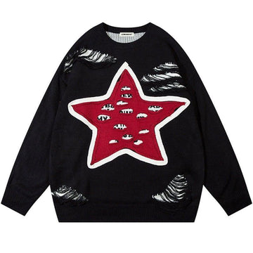 Makersluxe® Chic Pullover Sweater Ripped Star