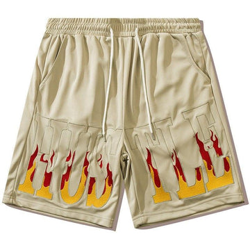 Makersluxe Hip Hop Shorts Embroidery Flame