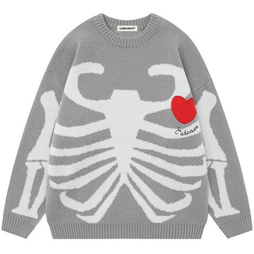 Makersluxe® Knitted Skeleton Sweater with Heart