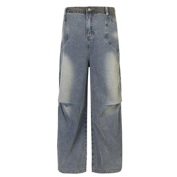 Makersluxe® Faded Wash Jeans Side Pleated