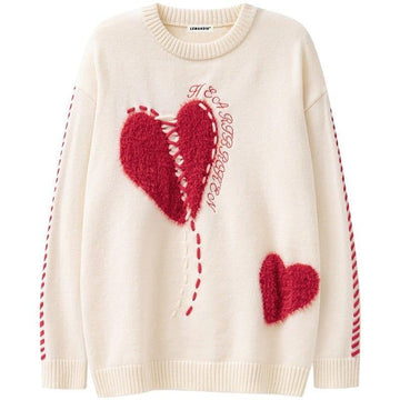 Makersluxe® Cozy Knit Sweater Flocked Heart