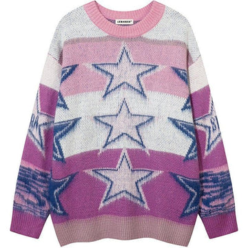 Makersluxe® Oversize Striped Sweater with Star