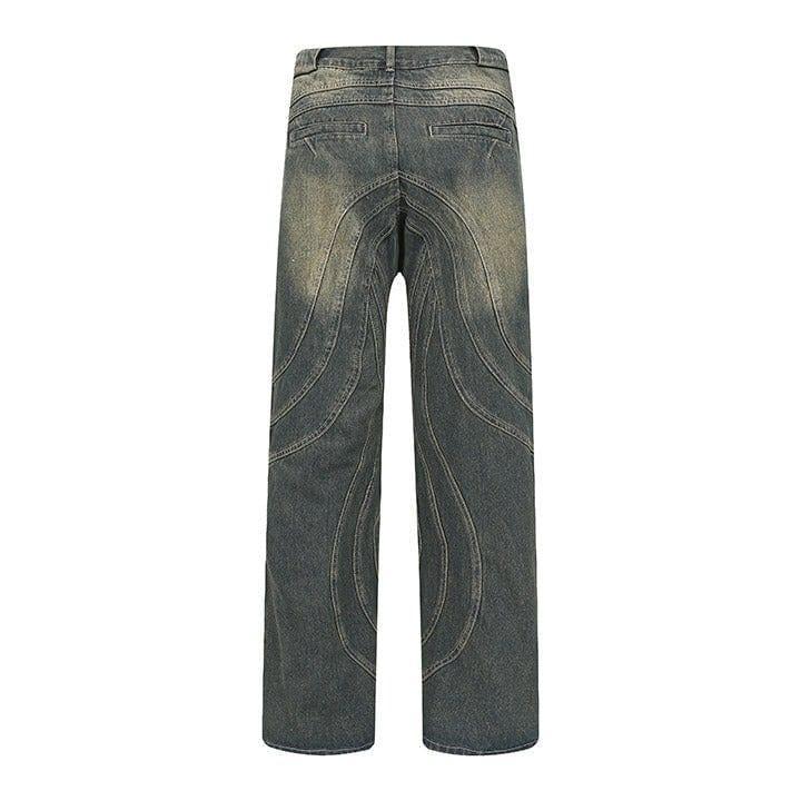 Makersluxe® Wrinkled Patchwork Straight Leg Jeans