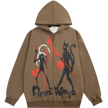 Makersluxe® Graphic Zipper Hoodie Hell's Devil