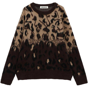 Makersluxe® Leopard Print Knit Sweater