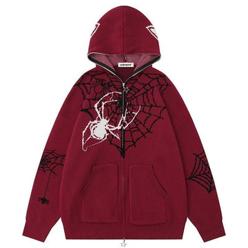 Makersluxe® Gothic Hooded Knit Sweater Spider Web