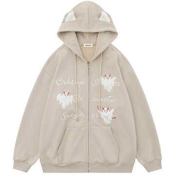 Makersluxe® Cute Devil Zipper Hoodie with Ear