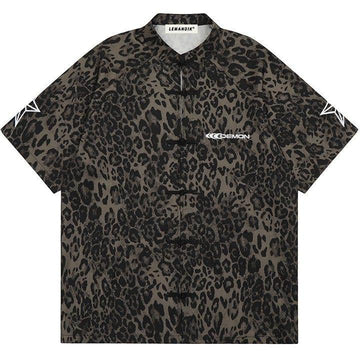 Makersluxe® Leopard Button Up Shirt Embroidery Star