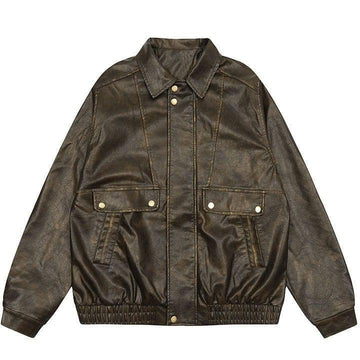 Makersluxe® Faded Wasteland PU Leather Jacket