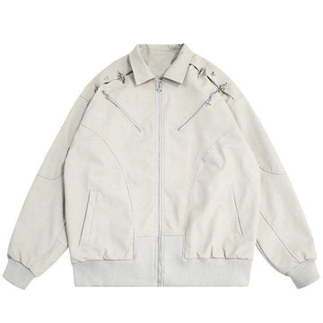 Makersluxe® Faux Leather Zipper Jacket Star