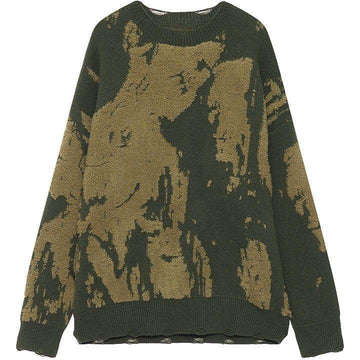 Makersluxe® Tie Dye Ripped Knitted Sweater
