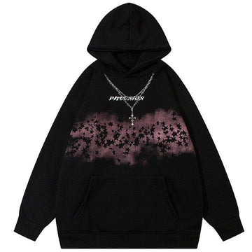 Makersluxe® Fleece Star Hoodie with Cross Chain