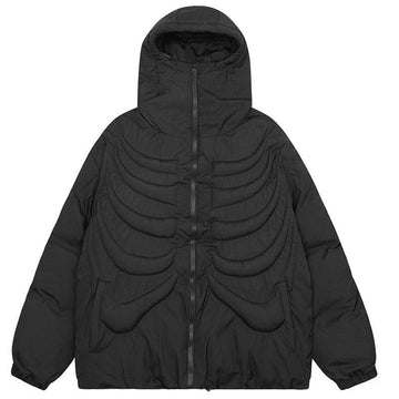 Makersluxe® Hooded Cyber Skeleton Puffer Jacket