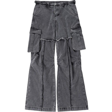 Makersluxe® Street Style Washed Layer Pleated Cargo Pants