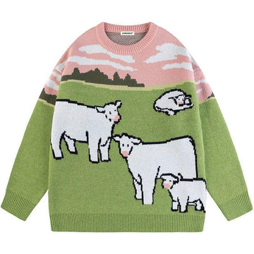 Makersluxe® Lazy Jacquard Sweater Cow