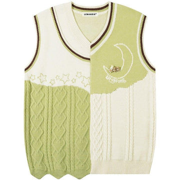 Makersluxe® Cable Knit Sweater Vest Star and Moon