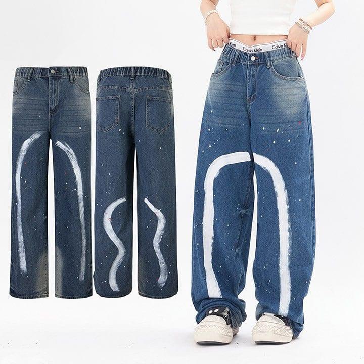 Makersluxe® High Street Elastic Waist Pleated Jeans