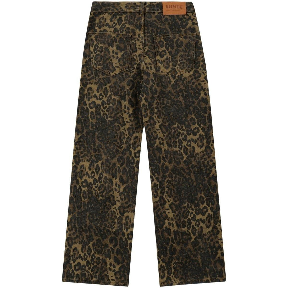 Makersluxe® Leopard Straight Leg Jeans Multiple Pockets