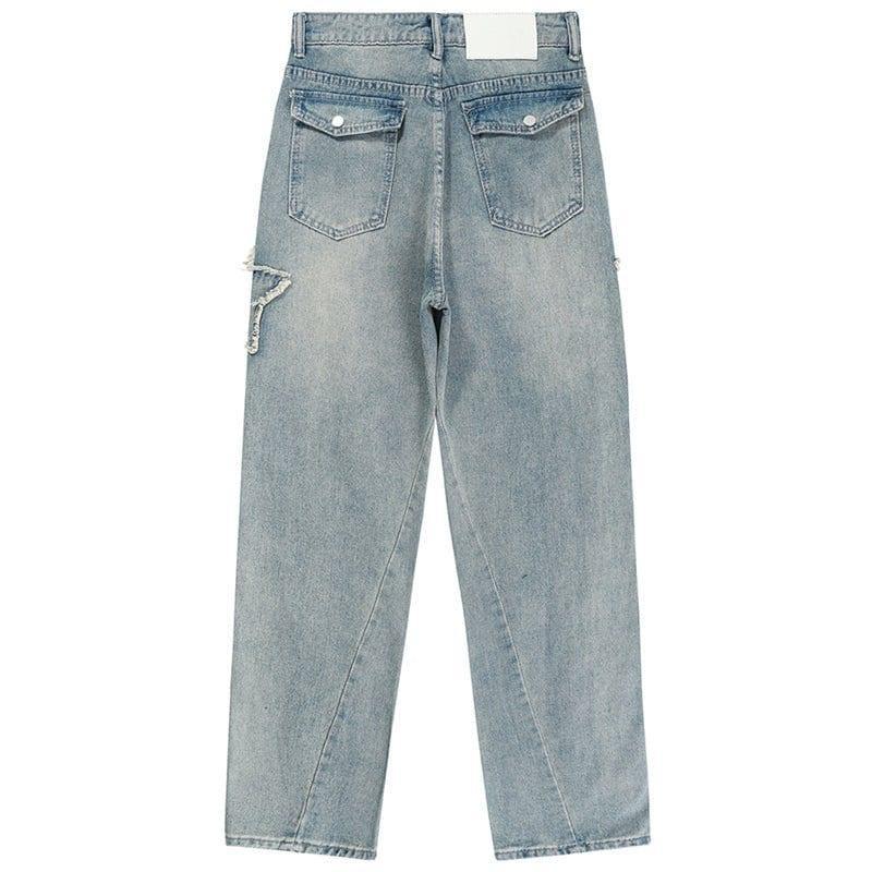 Makersluxe Retro Washed Jeans Stars Patch
