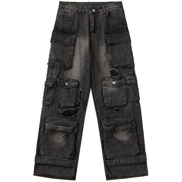 Makersluxe® Unique Utility Cargo Jeans Multiple Pockets