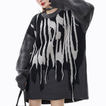 Makersluxe® Crew Neck Knit Sweater Letter