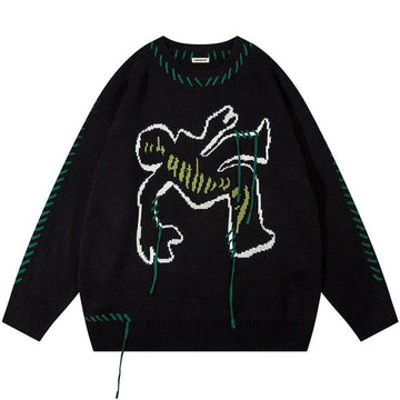 Makersluxe® Streetwear Graphic Sweater with Tassels