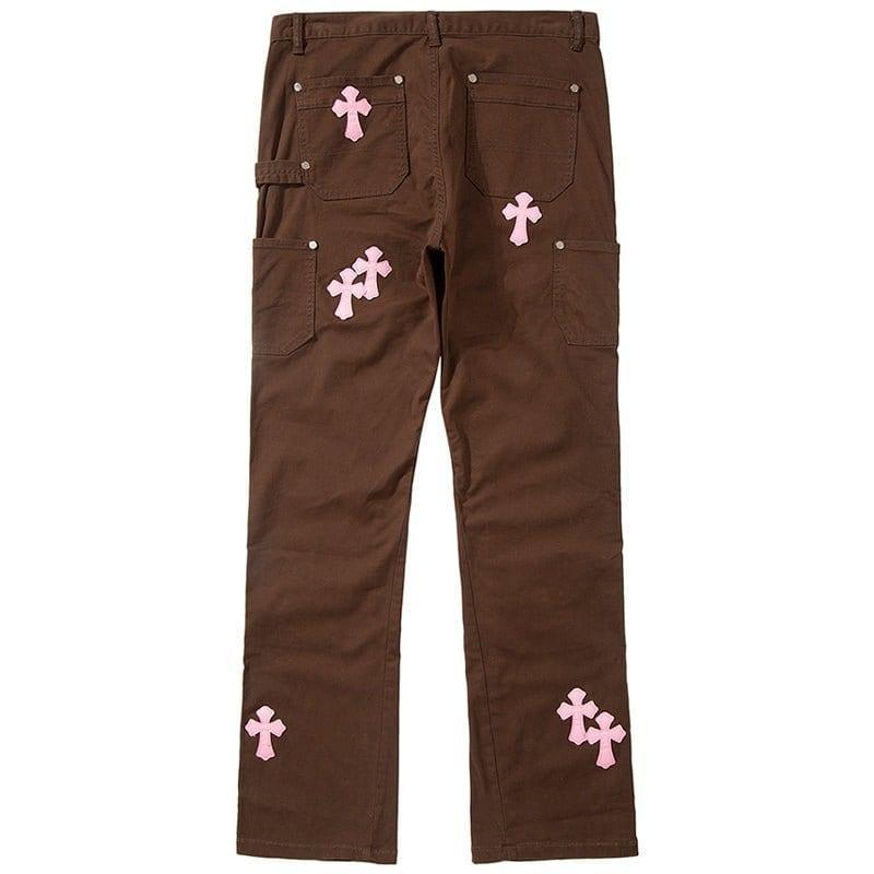 Makersluxe Streetwear Slim Fit Jeans Cross Patch
