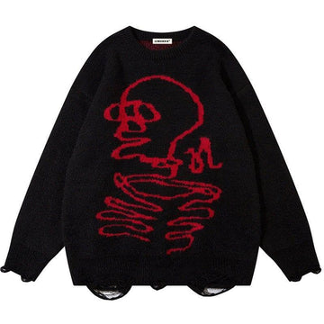 Makersluxe® Oversize Funny Skull Jacquard Sweater
