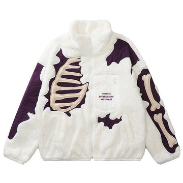 Makersluxe® Faux Fur Winter Coat Patchwork Skeleton