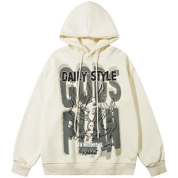 Makersluxe® Oversize Pullover Hoodie Rabbit Print