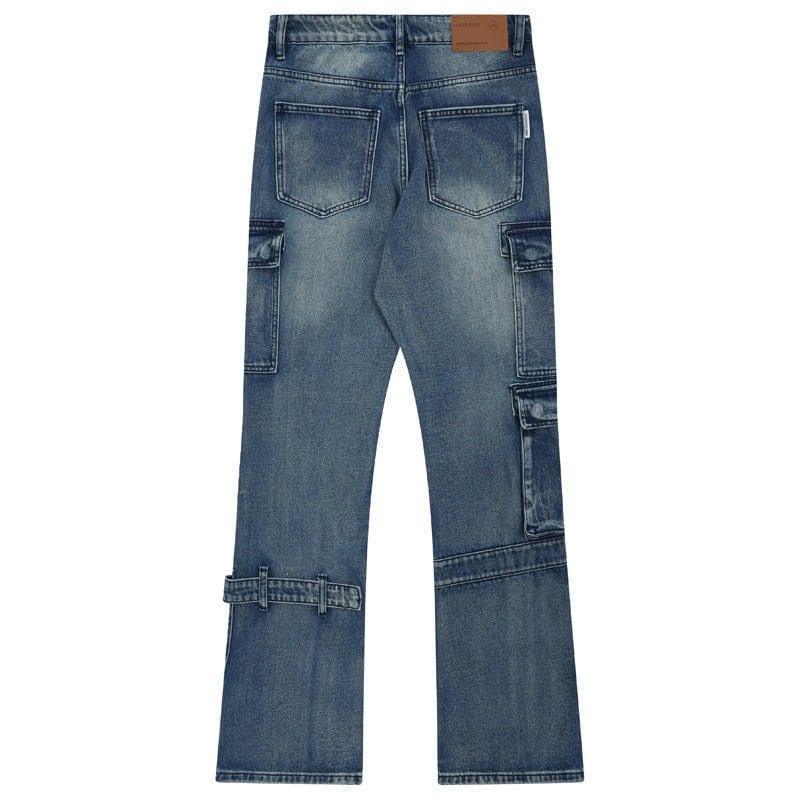 Makersluxe® American Style Cargo Jeans Multiple Pockets