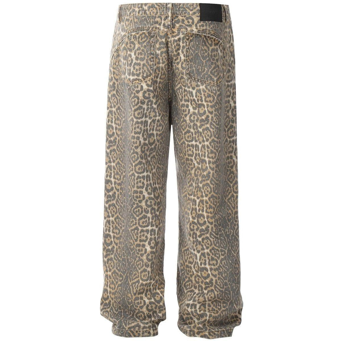 Makersluxe® Faded Leopard Print Loose Jeans