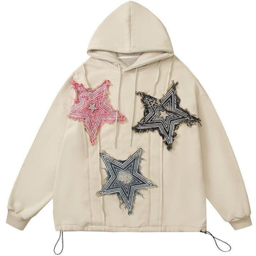 Makersluxe® Fleece Pullover Hoodie Colorful Star