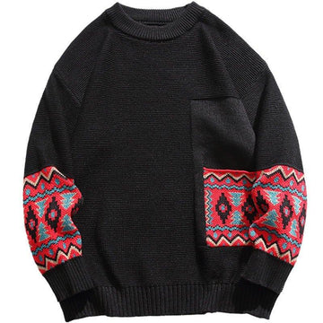 Makersluxe® Retro Jacquard Sweater Patchwork