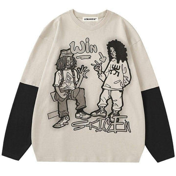 Makersluxe® Y2K Vibes Sweatshirt Cartoon Patchwork