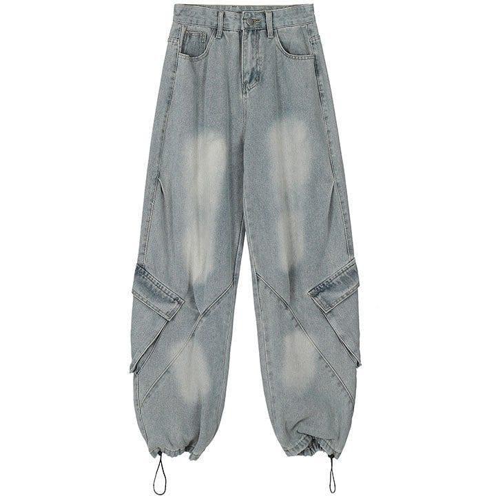 Makersluxe® Stylish Straight Leg Jeans Patchwork Pocket