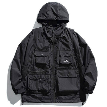 Makersluxe® Streetwear Detachable Two Piece Jacket with Hooded