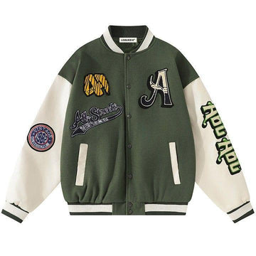 Makersluxe® Retro Unisex Varsity Jacket Flocked A