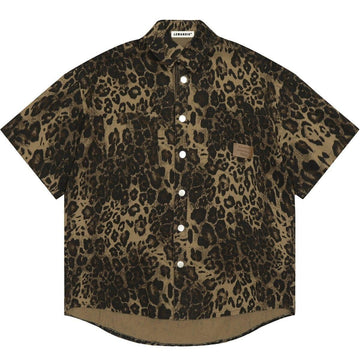 Makersluxe® Leopard Print Button Down Shirt