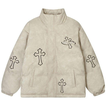 Makersluxe® PU Leather Puffer Jacket Cross