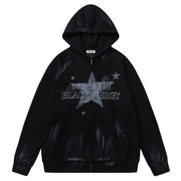 Makersluxe® Star Print Zip-Up Hoodie