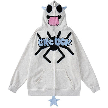 Makersluxe® Funny Devil Zipper Hoodie with Spider