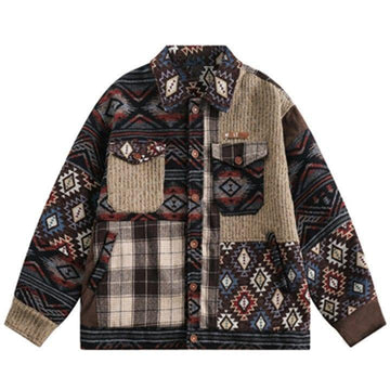 Makersluxe® Retro Plaid Patchwork Jacket