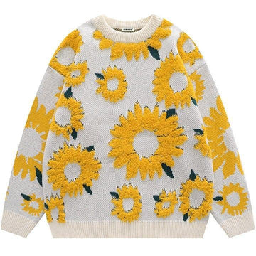 Makersluxe® Fall Knit Sweater Flocked Sunflower