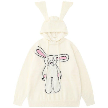 Makersluxe® Fluffy Rabbit Mohair Sweater with Ears