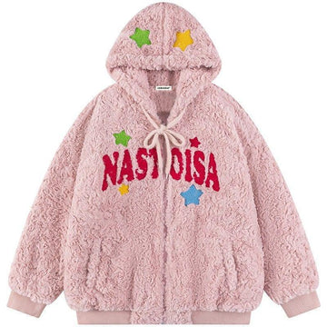 Makersluxe® Plush Hooded Winter Coat Flocked Star