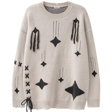 Makersluxe® Ripped Knit Sweater Falling Stars