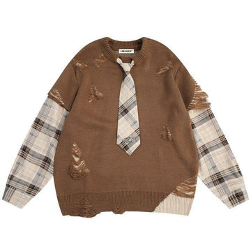 Makerluxe® Y2k Preppy Style Ripped Sweater