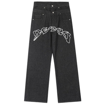 Makersluxe® Gothic Black Jeans Star Print
